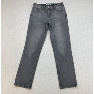 Wit & Wisdom Jeans Womens 8 Gray Cotton Blend Stretch Mid-Rise Straight Leg‎
